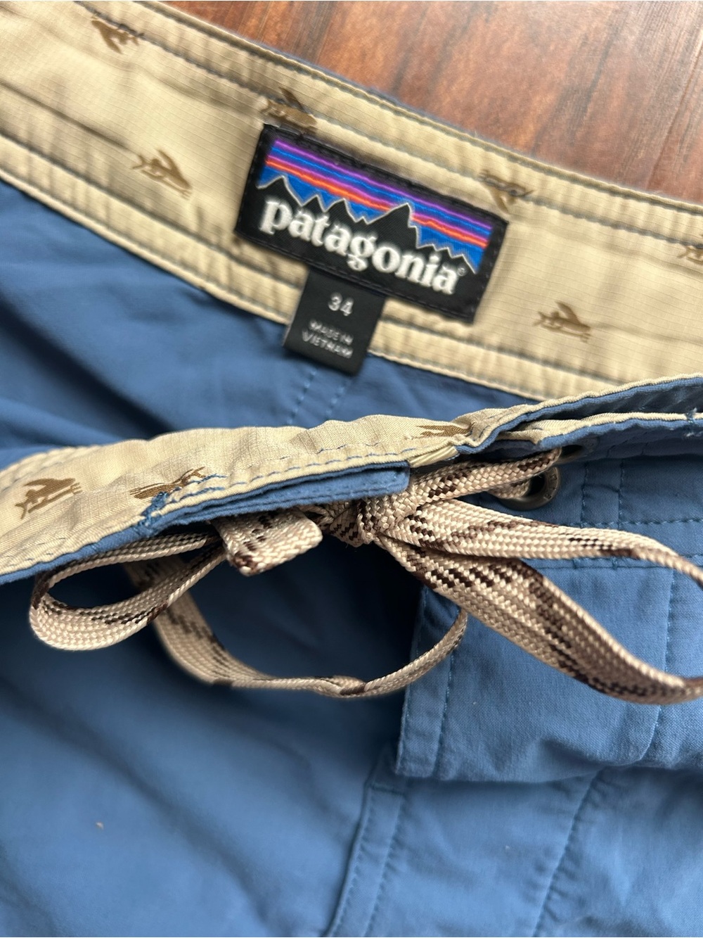 Patagonia Men's Swim Board Shorts Swim Trunks Blue Pocket Drawstring - Picture 5 of 9